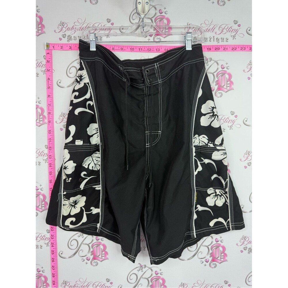 PALM WAVE shorts swim black Floral-Panel Men’s Board Shorts